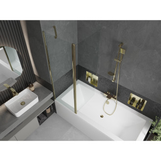 Mexen Cube vana 180x80cm panel + zástěna 120 cm, průhledná, zlatá 550518080X9412115000