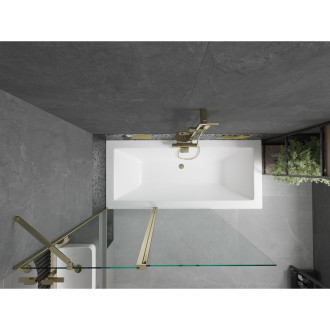 Mexen Cube vana 180x80cm panel + zástěna 120 cm, průhledná, zlatá 550518080X9412115000