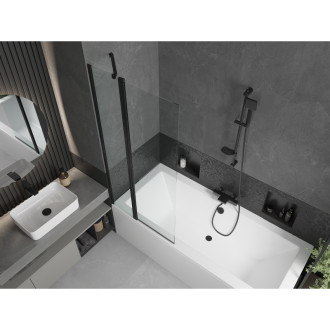 Mexen Cube vana 180x80cm panel + zástěna 80 cm, průhledná, černá 550518080X9408117000