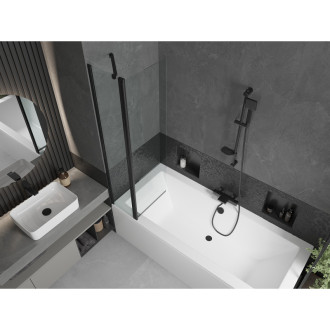Mexen Cube vana 180x80cm panel + zástěna 80 cm, průhledná, černá 550518080X9408117000