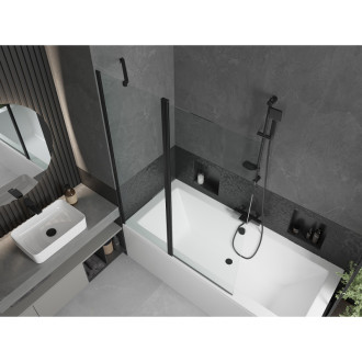Mexen Cube vana 180x80cm panel + zástěna 120 cm, průhledná, černá 550518080X9412117000