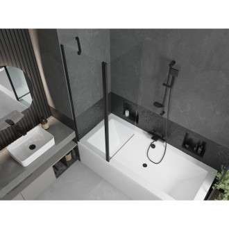 Mexen Cube vana 180x80cm panel + zástěna 120 cm, průhledná, černá 550518080X9412117000