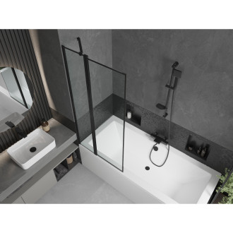 Mexen Cube vana 180x80 cm s panelem a zástěnou 80 cm, černý vzor 550518080X9408117070