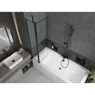 Mexen Cube vana 180x80 cm s panelem a zástěnou 80 cm, černý vzor 550518080X9408117070