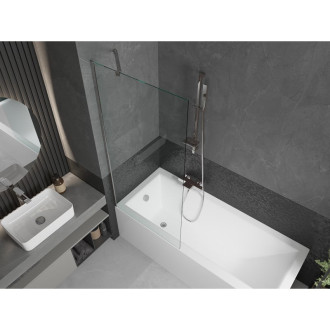 Mexen Cubik vana 150x70cm panel + zástěna 80 cm, transparent, chrom 550315070X9508000001