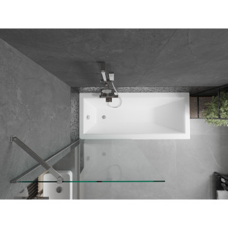 Mexen Cubik vana 150x70cm panel + zástěna 80 cm, transparent, chrom 550315070X9508000001