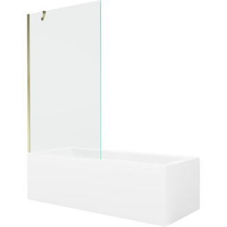 Mexen Cubik obdélníková vana 150 x 70 cm s pláštěm a 1 křídlovou zástěnou 100 cm, transparentní, zlatá - 550315070X9510000050