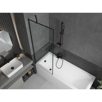 Mexen Cubik vana 150x70 cm s panelem a zástěnou 70 cm, černý vzor 550315070X9507007070