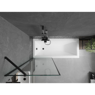 Mexen Cubik vana 150x70 cm s panelem a zástěnou 70 cm, černý vzor 550315070X9507007070