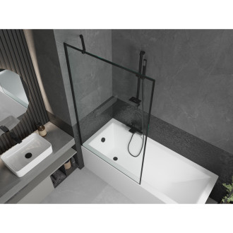 Mexen Cubik vana 150x70 cm s panelem a zástěnou 100 cm, černý vzor 550315070X9510007070