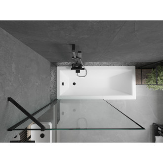 Mexen Cubik vana 150x70 cm s panelem a zástěnou 100 cm, černý vzor 550315070X9510007070