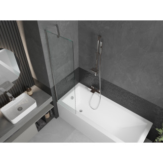 Mexen Cubik vana 160x70cm panel + zástěna 50 cm, transparent, chrom 550316070X9505000001