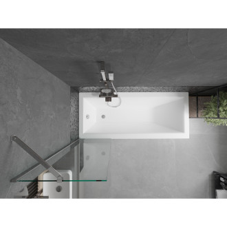 Mexen Cubik vana 160x70cm panel + zástěna 50 cm, transparent, chrom 550316070X9505000001