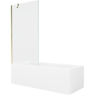 Mexen Cubik vana 160x70cm panel + zástěna 90 cm, transparent, zlatá 550316070X9509000050
