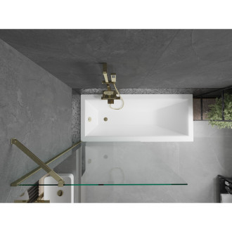 Mexen Cubik vana 160x70cm panel + zástěna 90 cm, transparent, zlatá 550316070X9509000050
