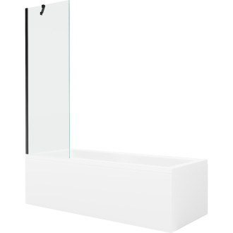 Mexen Cubik obdélníková vana 160 x 70 cm s pláštěm a 1 křídlovou zástěnou 60 cm, průhledná, černá - 550316070X9506000070