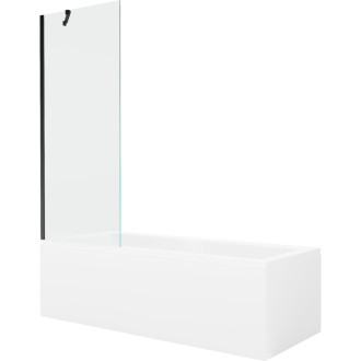 Mexen Cubik vana 160x70cm panel + zástěna 70 cm, průhledná, černá 550316070X9507000070