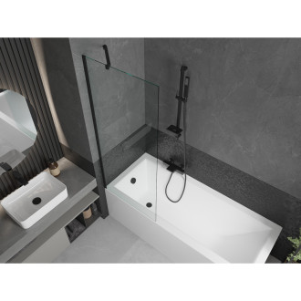 Mexen Cubik vana 160x70cm panel + zástěna 70 cm, průhledná, černá 550316070X9507000070