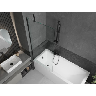 Mexen Cubik vana 160x70cm panel + zástěna 80 cm, průhledná, černá 550316070X9508000070