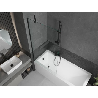 Mexen Cubik vana 160x70cm panel + zástěna 90 cm, průhledná, černá 550316070X9509000070