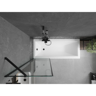 Mexen Cubik vana 160x70 cm s panelem a zástěnou 60 cm, černý vzor 550316070X9506007070