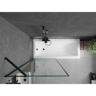 Mexen Cubik vana 160x70 cm s panelem a zástěnou 80 cm, černý vzor 550316070X9508007070