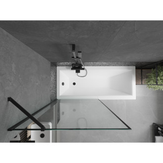 Mexen Cubik vana 160x70 cm s panelem a zástěnou 90 cm, černý vzor 550316070X9509007070
