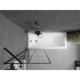 Mexen Cubik vana 160x70 cm s panelem a zástěnou 70 cm, černý vzor 550316070X9507007077