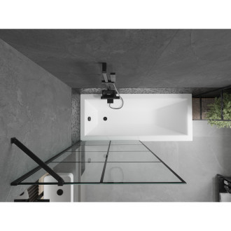 Mexen Cubik vana 160x70 cm s panelem a zástěnou 90 cm, černý vzor 550316070X9509007077