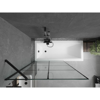 Mexen Cubik vana 160x70 cm s panelem a zástěnou 100 cm, černý vzor 550316070X9510007077