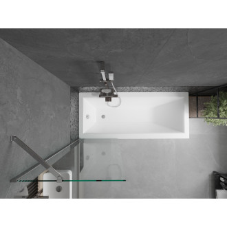 Mexen Cubik vana 170x70cm panel + zástěna 60 cm, transparent, chrom 550317070X9506000001