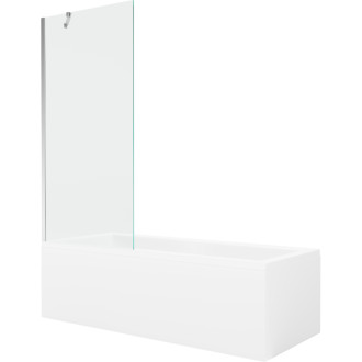 Mexen Cubik obdélníková vana 170 x 70 cm s pláštěm a 1 křídlovou zástěnou 80 cm, transparentní, chrom - 550317070X9508000001