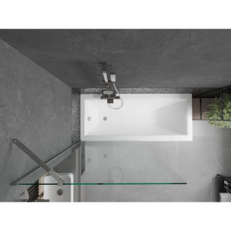 Mexen Cubik vana 170x70cm panel + zástěna 90 cm, transparent, chrom 550317070X9509000001