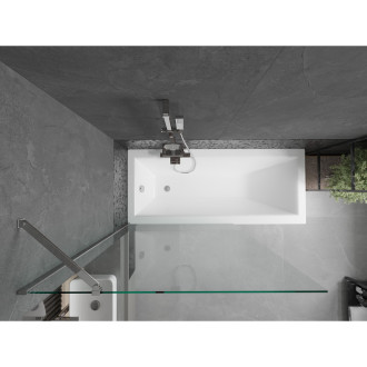 Mexen Cubik vana 170x70cm panel + zástěna 100 cm, transparent, chrom 550317070X9510000001
