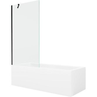 Mexen Cubik vana 170x70cm panel + zástěna 90 cm, průhledná, černá 550317070X9509000070