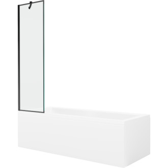 Mexen Cubik vana 170x70 cm s panelem a zástěnou 50 cm, černý vzor 550317070X9505007070