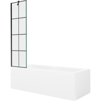 Mexen Cubik obdélníková vana 170 x 70 cm s pláštěm a 1 křídlovou zástěnou 50 cm, černý vzor - 550317070X9505007077