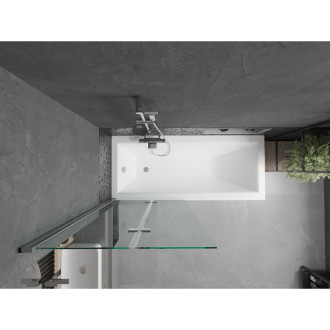 Mexen Cubik vana 150x70cm panel + zástěna 80 cm, transparent, chrom 550315070X9208020100