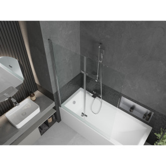 Mexen Cubik vana 150x70cm panel + zástěna 120 cm, transparent, chrom 550315070X9212020100