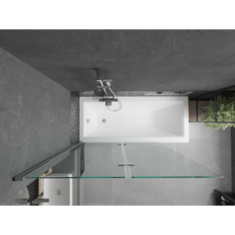 Mexen Cubik vana 150x70cm panel + zástěna 120 cm, transparent, chrom 550315070X9212020100