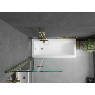 Mexen Cubik vana 150x70cm panel + zástěna 80 cm, transparent, zlatá 550315070X9208025000