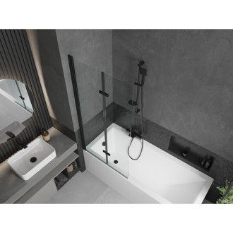 Mexen Cubik vana 150x70cm panel + zástěna 80 cm, průhledná, černá 550315070X9208027000