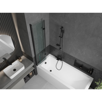 Mexen Cubik vana 150x70cm panel + zástěna 80 cm, průhledná, černá 550315070X9208027000