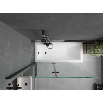Mexen Cubik vana 150x70cm panel + zástěna 120 cm, průhledná, černá 550315070X9212027000