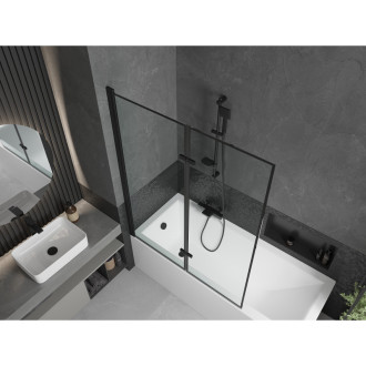 Mexen Cubik vana 150x70 cm s panelem a zástěnou 120 cm, černý vzor 550315070X9212027070