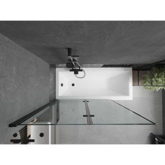 Mexen Cubik vana 150x70 cm s panelem a zástěnou 120 cm, černý vzor 550315070X9212027070