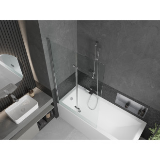 Mexen Cubik vana 160x70cm panel + zástěna 100 cm, transparent, chrom 550316070X9210020100