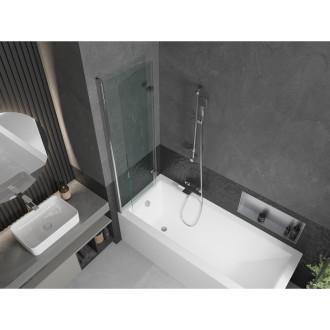 Mexen Cubik vana 160x70cm panel + zástěna 100 cm, transparent, chrom 550316070X9210020100