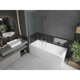 Mexen Cubik vana 160x70cm panel + zástěna 120 cm, transparent, chrom 550316070X9212020100