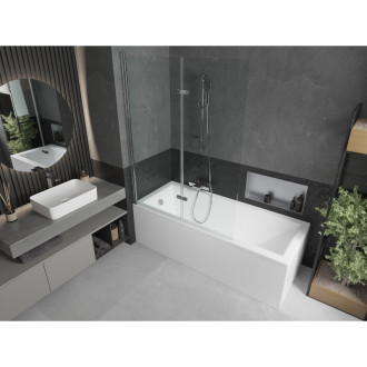 Mexen Cubik vana 160x70cm panel + zástěna 120 cm, transparent, chrom 550316070X9212020100